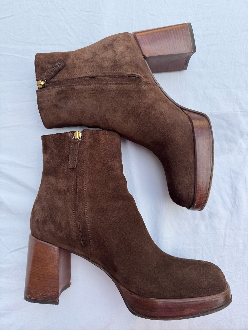 Tod’s Brown Suede Platform Ankle Boots EU 41.5 - Picture 6 of 17